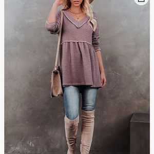 Womens v neck waffle knit sweater tunic  size medium runs big